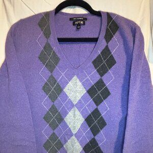 Apt. 9 Purple V-neck Argyle Cashmere Sweater - Size L